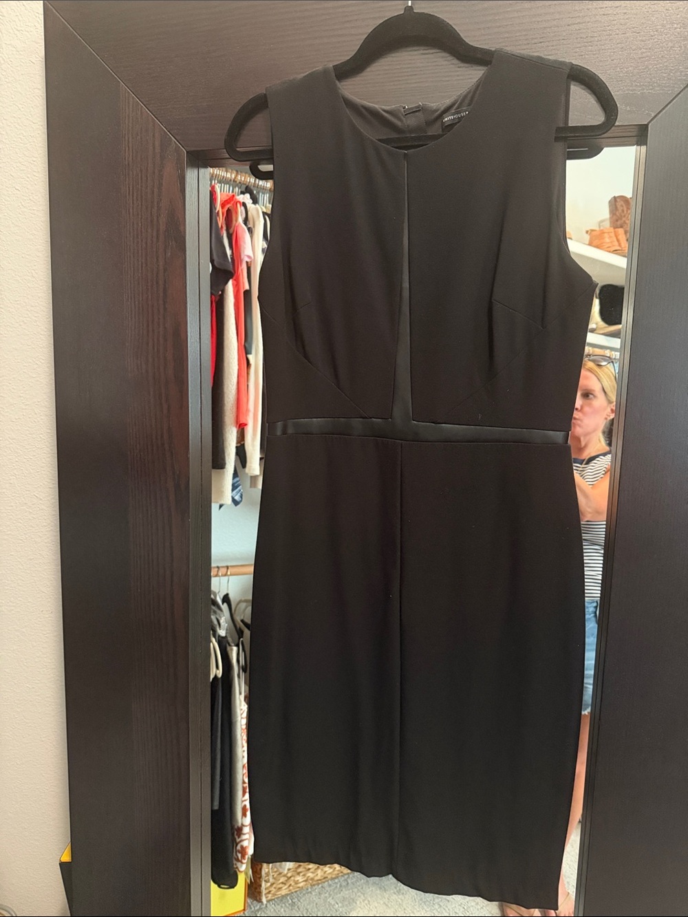 White House Black Market Black Sleeveless Sheath Midi Dress